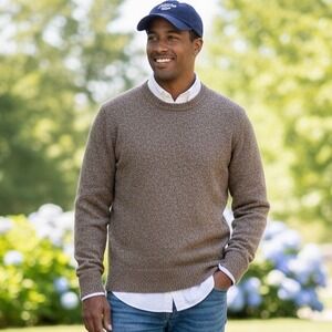 J. Crew Rugged Merino Wool Blend‎ Sweater Mens *M Brown Crew Neck Preppy